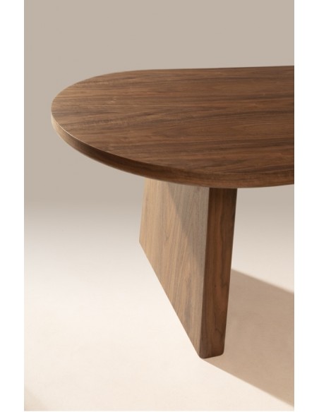 Mesa de jantar oval BLAIR 220 x 100 em folheado de nogueira