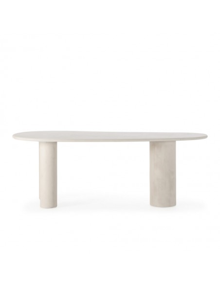 Mesa Oval formas orgánicas DAILA 200 x 100 Crema Efecto Cemento