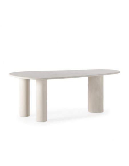 Mesa Oval formas orgánicas DAILA 200 x 100 Crema Efecto Cemento