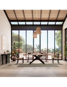 Mesa de jantar industrial ANURI, 220 x 100 em madeira de... 2