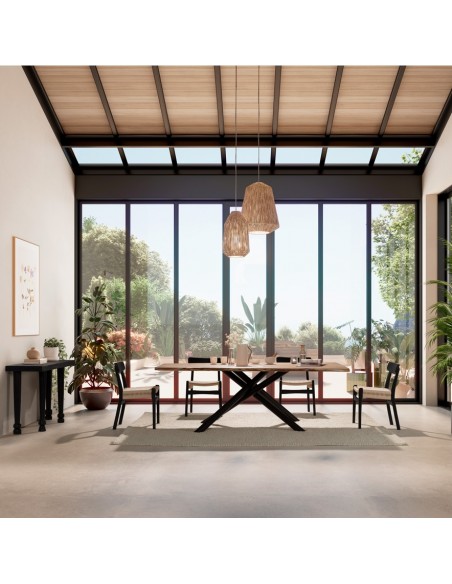 Mesa de jantar industrial ANURI, 220 x 100 em madeira de acácia.