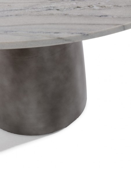 Mesa de diseño redonda 130 AMAL Mármol Blanco con metal