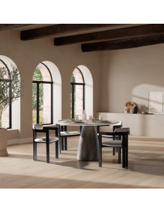 Mesa redonda de design 130 AMAL em mármore branco com... 2