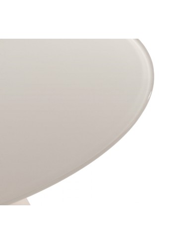 Mesa de cristal redonda 120 VIDA, base metal crema