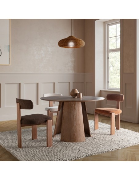 Mesa de comedor redonda 120 ZURI en Madera Contrachapada roble