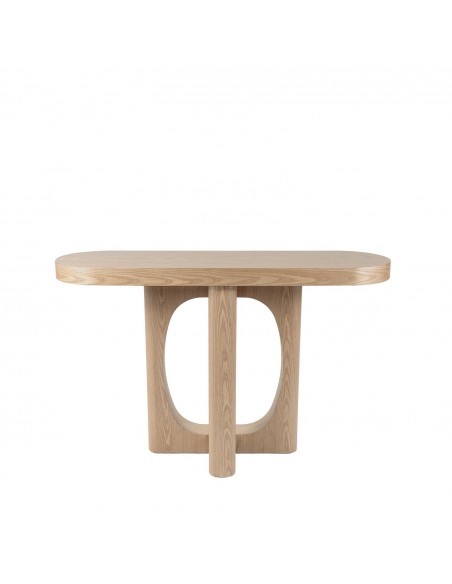 Mesa consola com design escultural, 120 x 40 LAYSA, em folheado de carvalho.