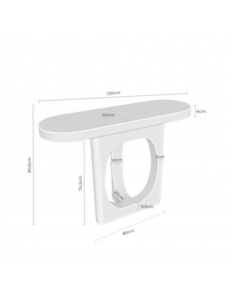 Mesa consola com design escultural, 120 x 40 LAYSA, em folheado de carvalho.