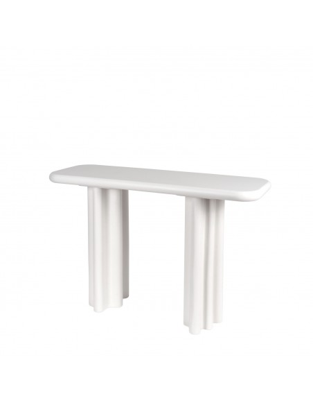 Consola de design orgânico SHEILA 120 x 40 em MDF lacado branco mate
