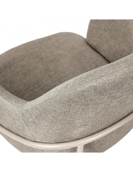 Silla con brazos ABIGAIL, tejido STREET y patas acero beige