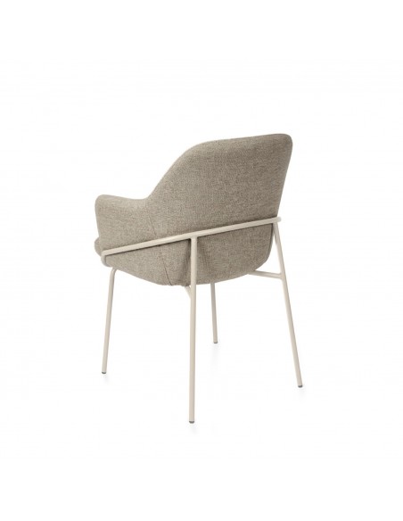 Silla con brazos ABIGAIL, tejido STREET y patas acero beige