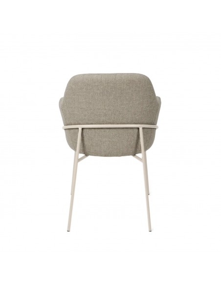 Silla con brazos ABIGAIL, tejido STREET y patas acero beige