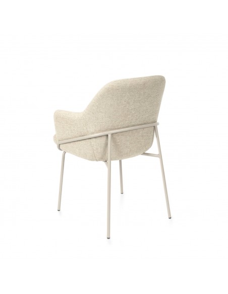 Silla con brazos ABIGAIL, tejido STREET y patas acero beige