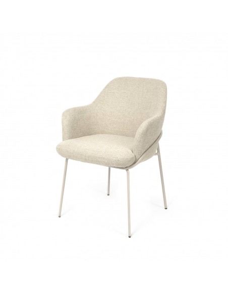 Silla con brazos ABIGAIL, tejido STREET y patas acero beige