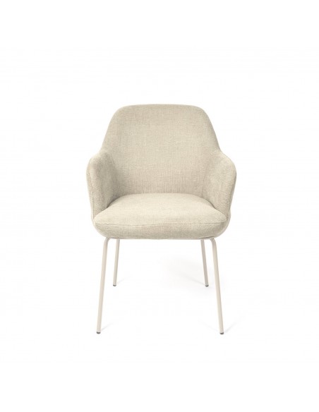 Silla con brazos ABIGAIL, tejido STREET y patas acero beige