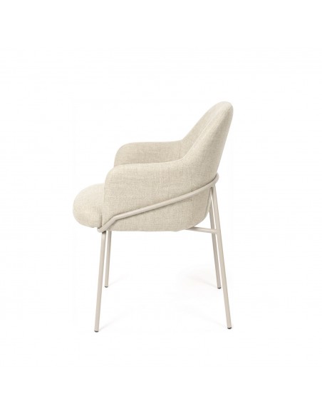 Silla con brazos ABIGAIL, tejido STREET y patas acero beige