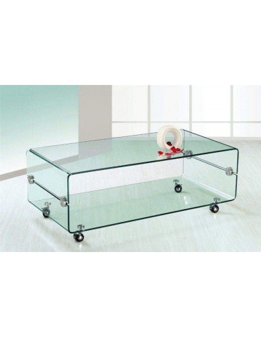 Mesa TV Bubble 120x60, vidro, rodas