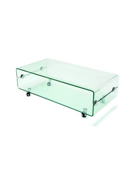 Mesa TV Bubble 100x50, vidro, rodas