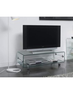 Mesa TV Bubble 120x60, vidro, rodas 2