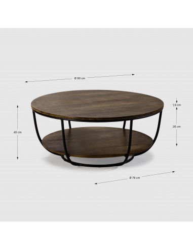 MESA CENTRO REDONDA DELHI 90. MADERA de MANGO y...