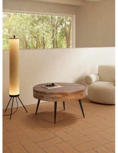 MESA CENTRO REDONDA KALI 90. Madera Acacia y...