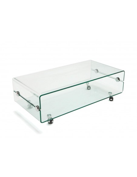 Mesa TV Bubble 120x60, vidro, rodas