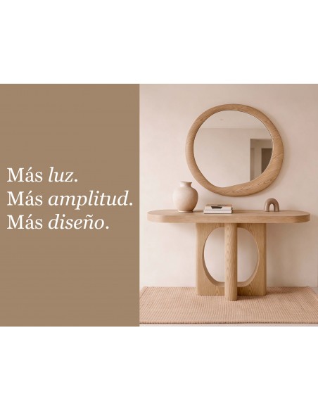 Mesa consola com design escultural, 120 x 40 LAYSA, em folheado de carvalho.