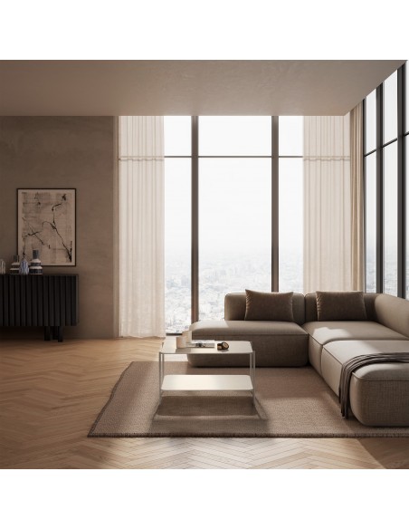 Mesa de centro minimalista BEATRIX 73 x 70 em metal creme