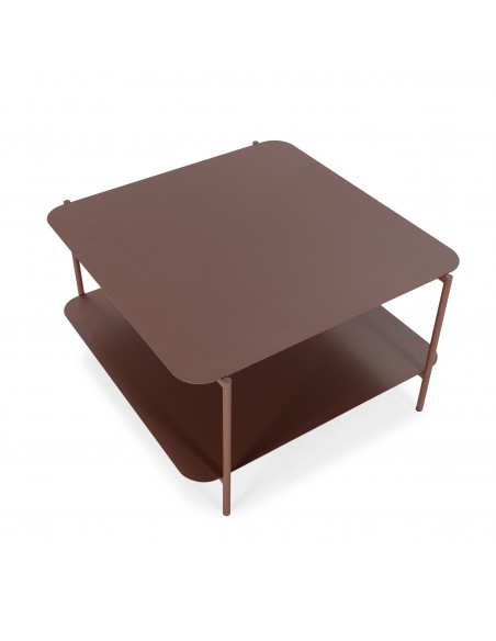 Mesa de centro minimalista BEATRIX 73 x 70 em metal terracota