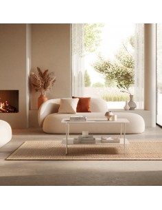 Mesa de centro minimalista BEATRIX 73 x 70 em metal creme 2