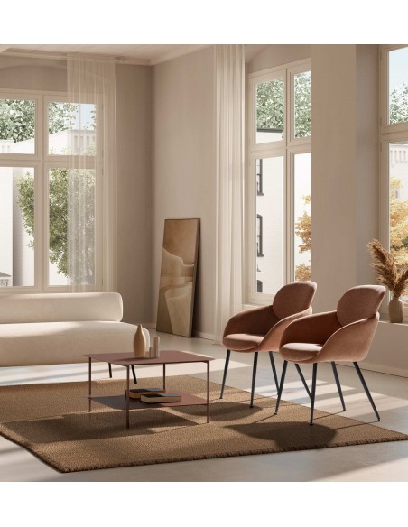 Mesa de centro minimalista BEATRIX 73 x 70 em metal terracota