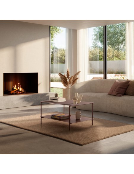 Mesa de centro minimalista BEATRIX 73 x 70 em metal terracota