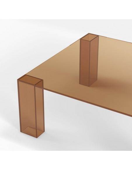 Mesa de Centro cuadrada de cristal marrón minimalista 80 VERENA