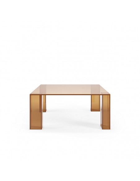 Mesa de centro quadrada minimalista VERENA 80 em vidro castanho