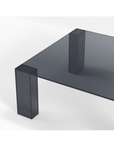 Mesa de centro quadrada minimalista em vidro...