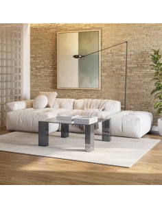 Mesa de Centro cuadrada de cristal minimalista 80 x 80... 2