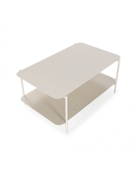 Mesa de Centro minimalista BEATRIX 90x40 em metal creme