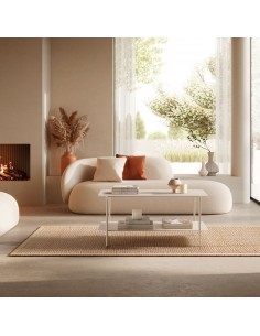 Mesa de Centro minimalista BEATRIX 90x40 em metal creme 2