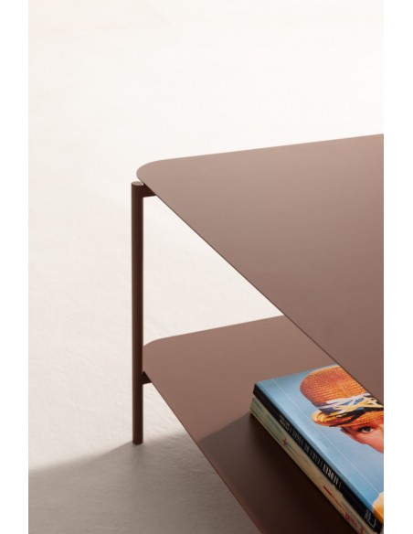 Mesa Centro minimalista rectangular 90 x 40 BEATRIX de Metal Terracota