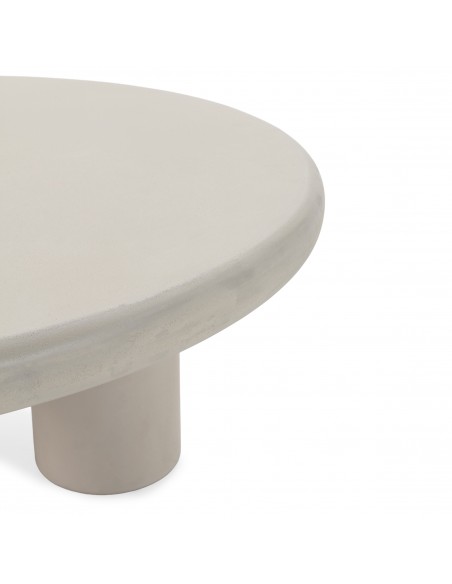 Mesa de centro redonda minimalista IRIEL 80, em efeito cimento creme.
