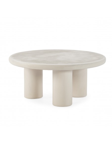 Mesa Centro Redonda minimalista IRIEL 80, Crema Efecto Cemento