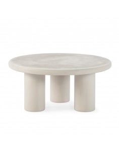 Mesa Centro Redonda minimalista IRIEL 80, Crema Efecto...