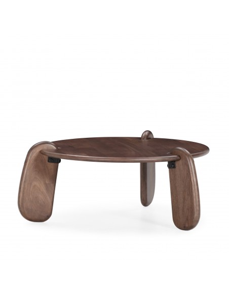 Mesa Centro Redonda de diseño TAMIRA 80 en Madera de Mango Nogal