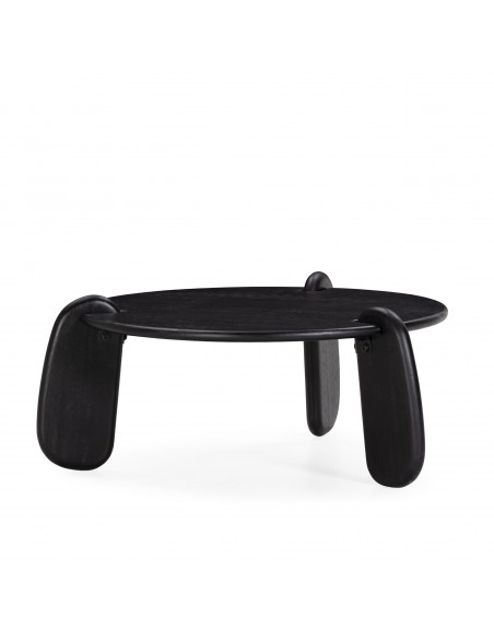 Mesa Centro Redonda de diseño TAMIRA 80, Madera de Mango Negra