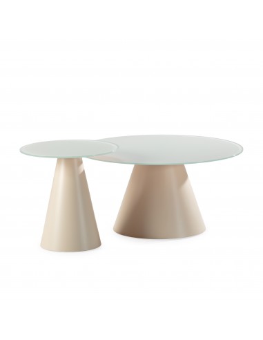 Set 2 Mesas de Centro Redondas VIDA Creme em...