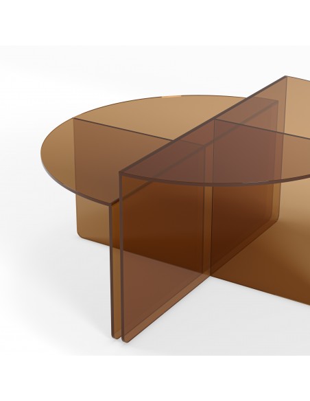 Set de 2 mesas de centro minimalistas VELTA em vidro castanho