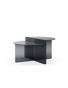 Set de 2 Mesas Centro de cristal minimalista VELTA Gris...