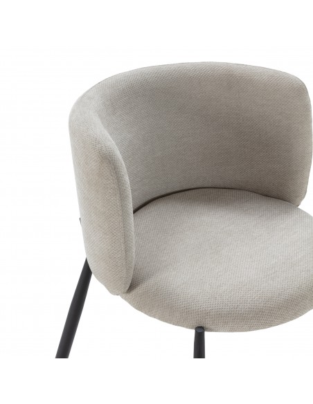 Butaca GINNY Tapizada en Tela con Patas de Metal en negro