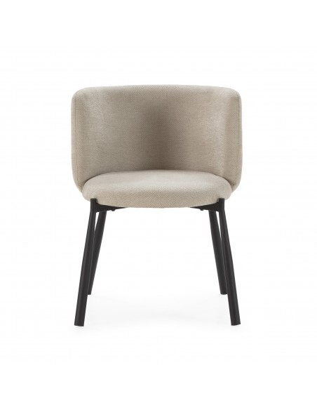 Butaca GINNY Tapizada en Tela con Patas de Metal en negro