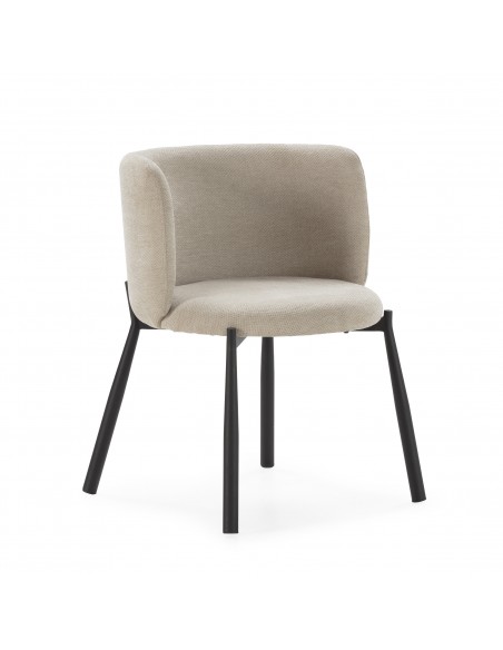 Butaca GINNY Tapizada en Tela con Patas de Metal en negro