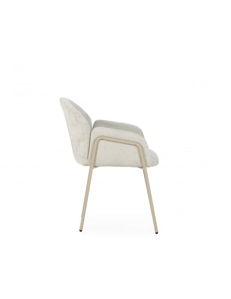 Silla con brazos ASLiN Tapizada en Tela con Patas de Metal